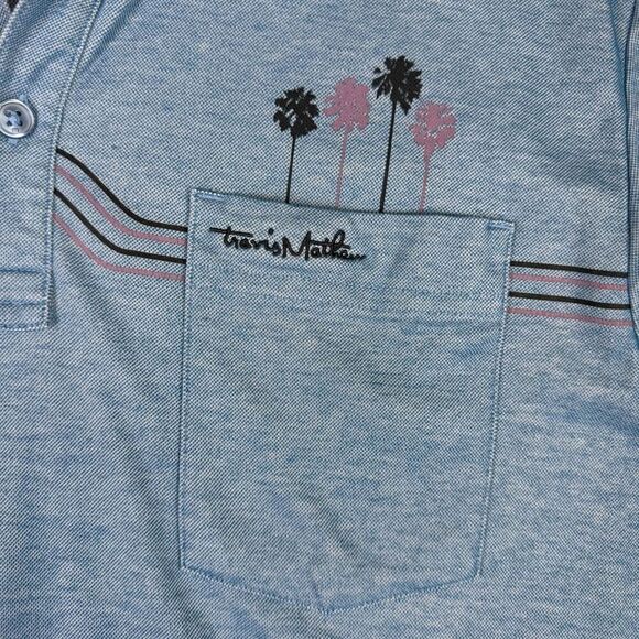Travis Mathew Mens Size Medium Embroidered Polo Golf Shirt Blue Short Sleeve - Picture 5 of 8